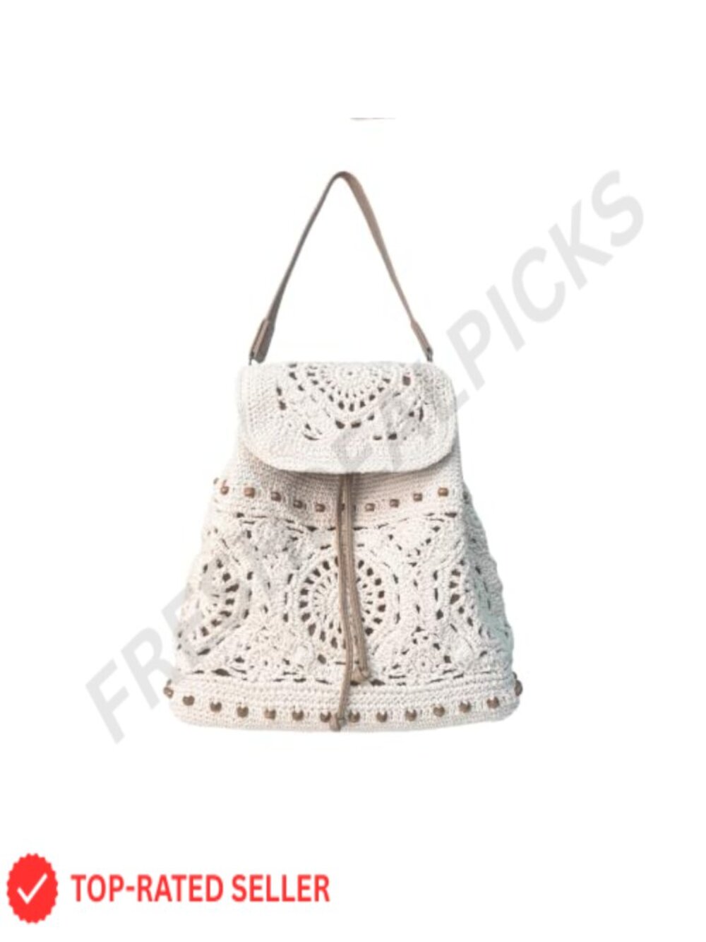Handmade Crochet Backpack Women Boho Rucksack Cotton Rope Adjustable Straps